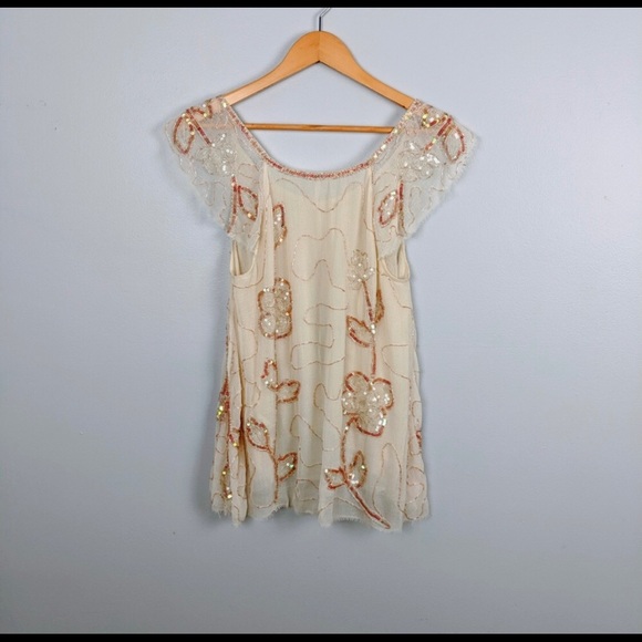 LIKE NEW!  Rare Free People Tritan's Treasure Sequin Top Size S. - Picture 6 of 13